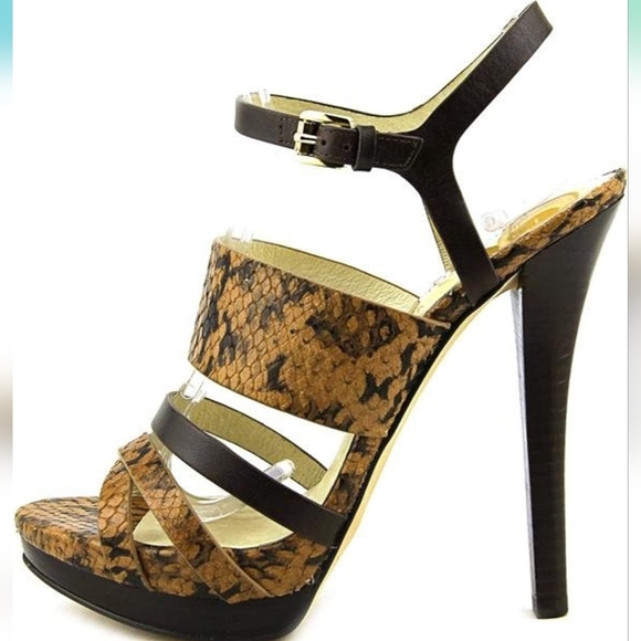 Michael Kors 'Nadja Platform' Brown Leather Heel - Picture 6 of 12